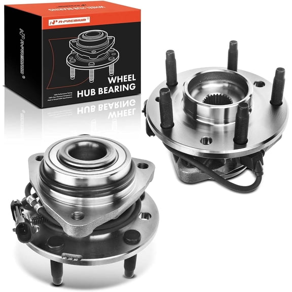 A-Premium 2 x Front Wheel Bearing and Hub Assembly with ABS & 5-Lug Compatible with Chevy & GMC & Isuzu & Oldsmobile - 1997-2005 - Blazer, S10, Jimmy, Sonoma, Hombre, Bravada