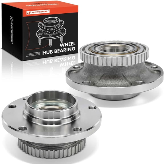 A-Premium 2 x Front Wheel Bearing and Hub Assembly with ABS Ring Compatible with BMW 525i 535i 1989-1991, 735i 1987-1991, 735iL 750iL 1988-1991, 850i 1991-1992, M5 1991-1993, RWD