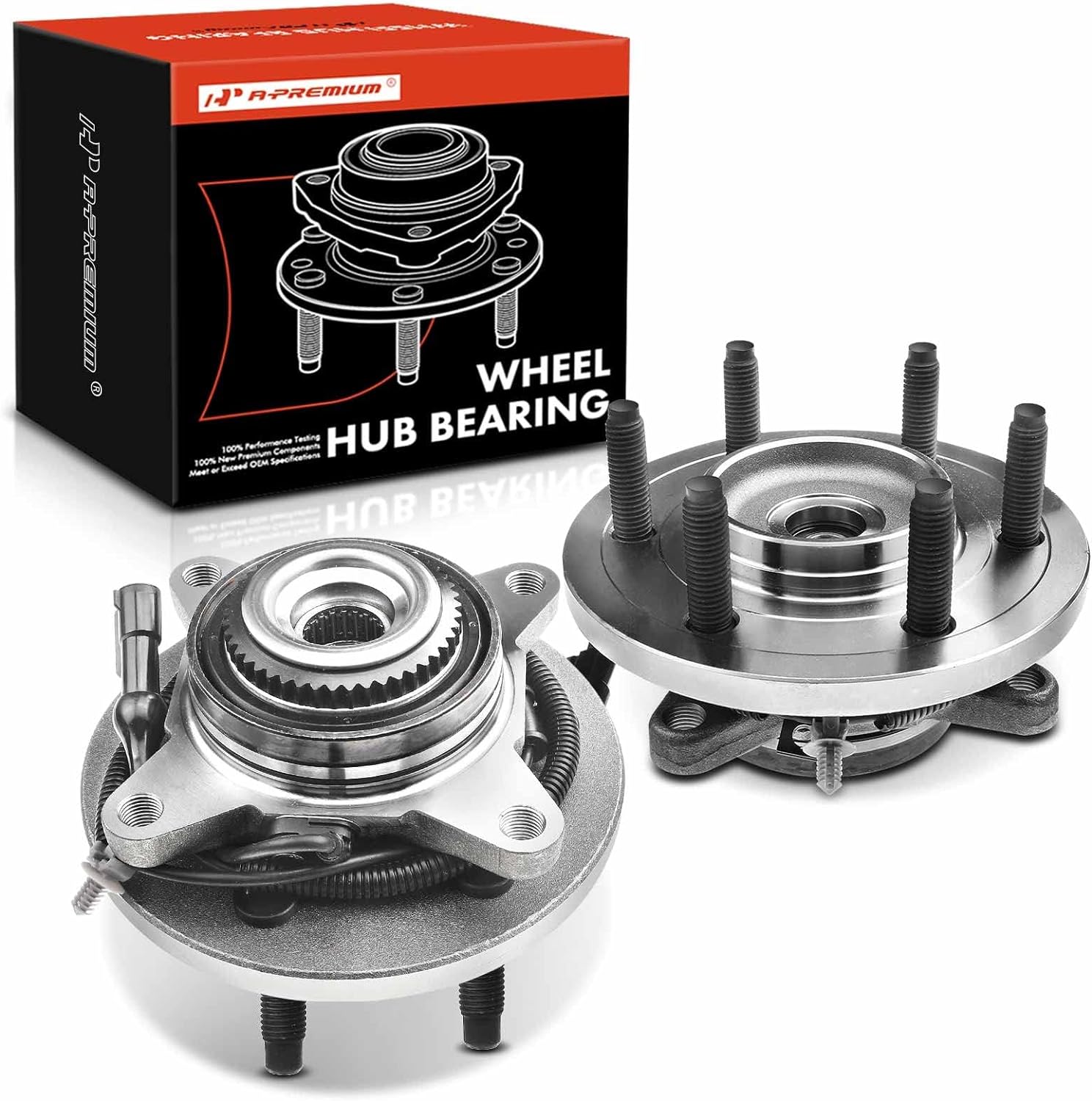 A-Premium 2 x Front Wheel Bearing and Hub Assembly with ABS & 6-Lug Compatible with Ford F-150 F150 2009-2010, 4WD Only