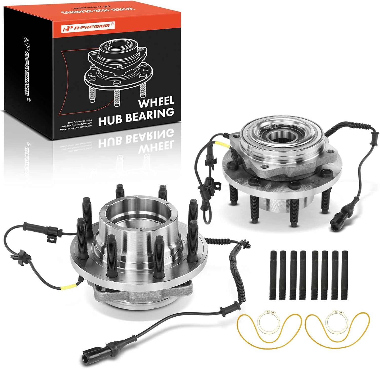 A-Premium 2 x Front Wheel Bearings and Hub Assembly Compatible with Ford F-250/350 Super Duty 2005-2010, F-450/550 Super Duty 2010, 4WD & SRW, w/ABS 8-Lug, Replace # 515081