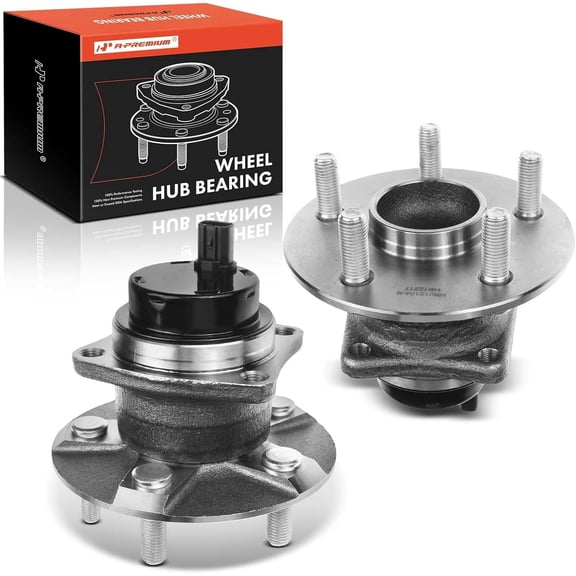 A-Premium 2 x Rear Wheel Bearing and Hub Assembly with ABS & 5-Lug Compatible with Toyota Corolla/Matrix 2003-2008, Prius 2004-2009 & Pontiac Vibe 2003-2008, 4-Wheel ABS, FWD Only