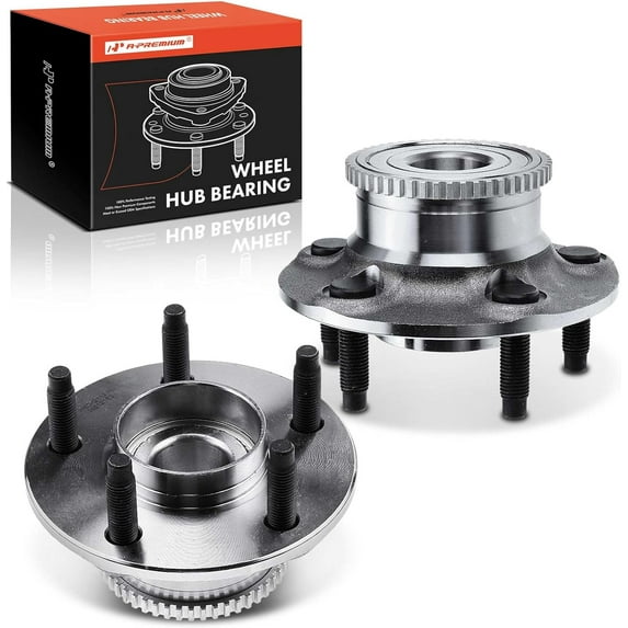 A-Premium 2 x Rear Wheel Bearing and Hub Assembly with ABS Ring & 5-Lug Compatible with Ford Taurus 2001-2007, Mercury Sable 2001-2005, with 4-Wheel ABS and Rear Drum Brakes