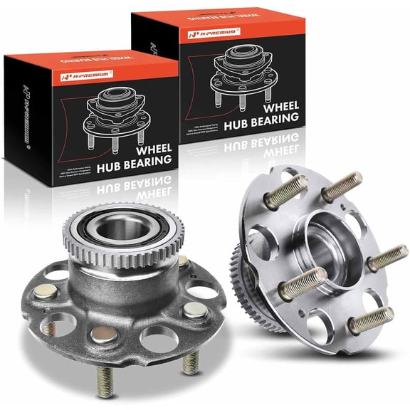 A-Premium 2 x Rear Wheel Bearing and Hub Assembly with ABS Ring & 5-Lug Compatible with Toyota Camry 2002-2004, Non-ABS and (Not Built in Japan)