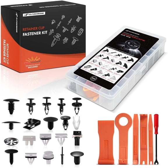 A-Premium 200PCS (20 Sizes) Car Retainer Clip Kit Compatible with Ford Escape 2013-2019, Bumper Fender Auto Push Pin Plastic Rivet Fastener Replacement Set, w/Removal Tool