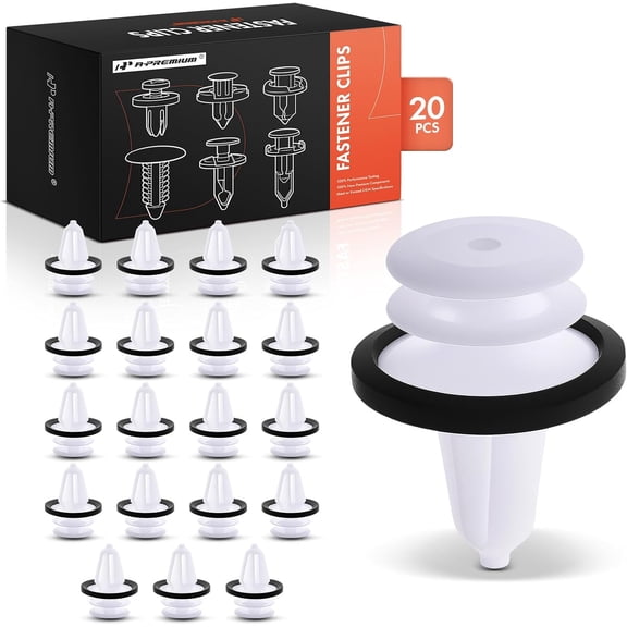 A-Premium 20PCS Nylon Retainer Clip Fasteners Compatible with Ford F-150, F-250, F-350, Explorer, Escape, Fusion, Focus, Edge, Transit Connect, Taurus & Lincoln MKZ & Tesla & Mercury - for 9mm Hole