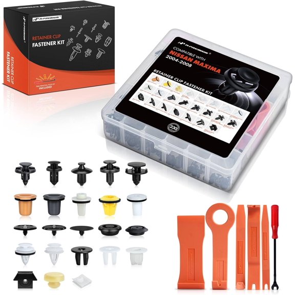 A-Premium 230 PCS 23 Sizes Car Retainer Clips Kit Compatible with Nissan Maxima 2004-2008, Front Bumper Fender Hood Door Trim Auto Push Pin Plastic Rivet Fastener Replacement Set, w/Removal Tool