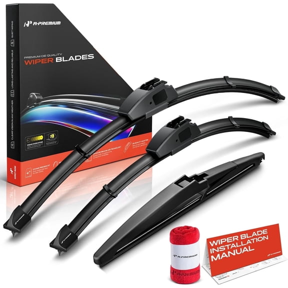 A-Premium 24"/14"/10" Windshield Wiper Blades Compatible with Chevrolet Spark 2016-2022 - Front Rear Wipers Blade Set for Hook/RL2 with rib Arm Connector, with Wear Indicator & Towel (Pack of 3)