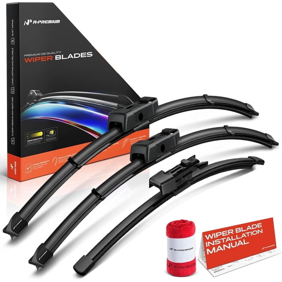 A-Premium 24"/22"/15" Windshield Wiper Blades Compatible with Volkswagen Tiguan 2018-2024 - Front Rear Wipers Blade Set for TLPN/FR_2V Arm Connector, with Wear Indicator & Towel (Pack of 3)