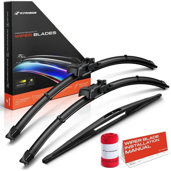 A-Premium 24"/22"/16" Windshield Wiper Blades Compatible with Volvo XC70 2005-2007 - Front Rear Wipers Blade Set for TL2/Snap Claw Arm Connector, with Wear Indicator & Towel (Pack of 3)