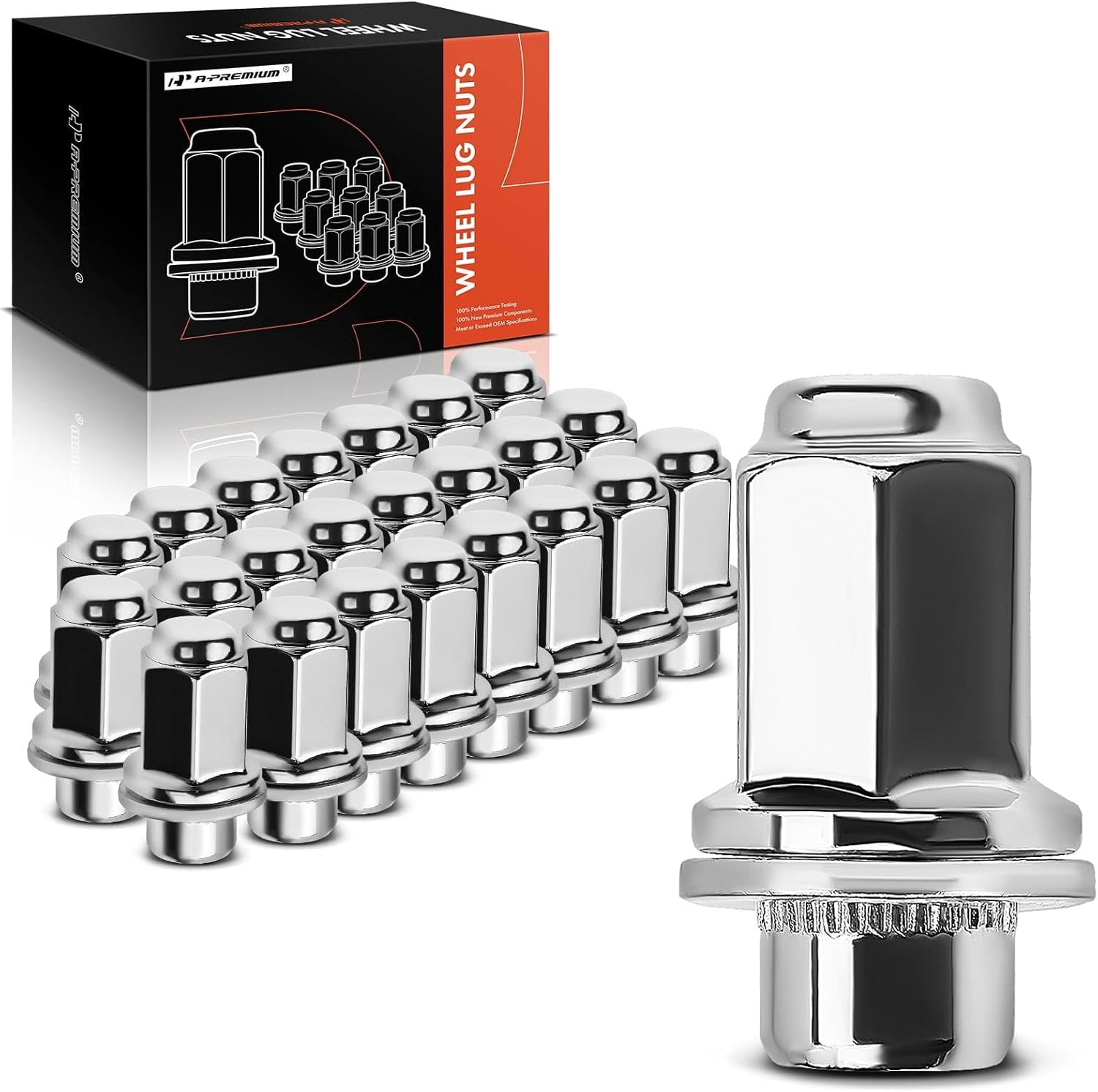 A-Premium 24pcs Wheel Lug Nuts M12 x 1.5 Chrome Flat Seat Mag Lug Nuts Compatible with Lexus GX460 GX470 Toyota Tacoma 4Runner Camry 9008017036