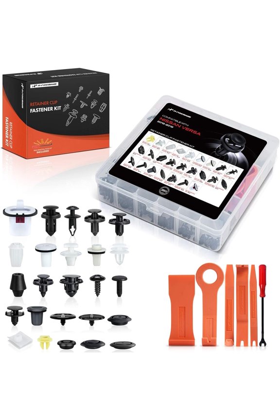 250 PCS 25 Sizes Car Retainer Clip Kit Compatible with Nissan Versa 2012-2019 Bumper Fender Door Hood Insulation Trim Auto Push Pin Plastic Rivet Fastener Replacement Set, w/Removal Tool