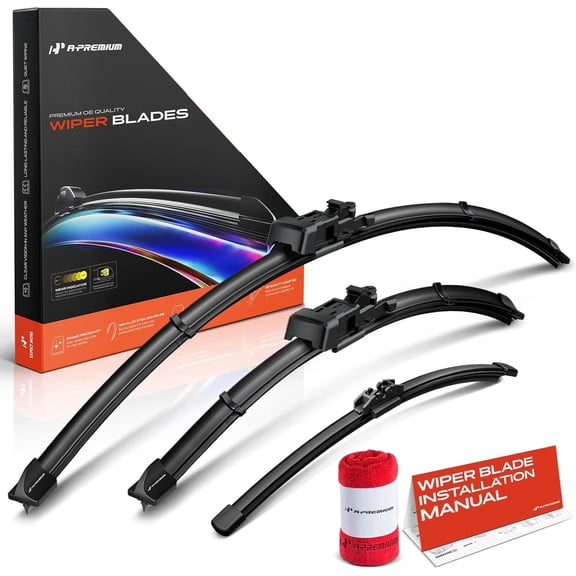 A-Premium 26"/16"/11" Windshield Wiper Blades Compatible with Lincoln MKC 2015 2016 2017 2018 2019 - Front Rear Wipers Blade Set for TL2/FR_DH Arm Connector, with Wear Indicator & Towel (Pack of 3)