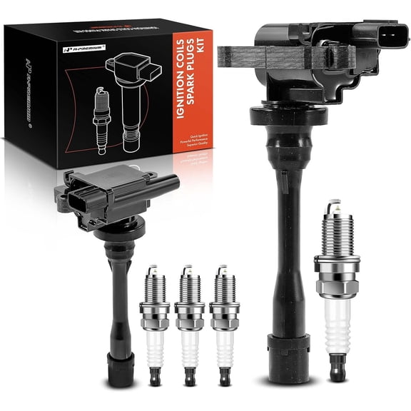 A-Premium 2x Ignition Coil Pack and 4x Iridium Spark Plugs Compatible with Mitsubishi Outlander 2003, Mirage 1997-2002, Lancer 2002-2007, Eclipse 2000-2005, Galant & Chrysler Sebring & Dodge Stratus