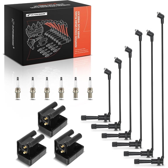 A-Premium 3 Ignition Coils with 6 Spark Plug Wires and 6 Iridium Spark Plugs Compatible with Dodge Stealth 1991-1996 & Mitsubishi 3000GT 1991-1999, Diamante 1992-1995, 3.0L