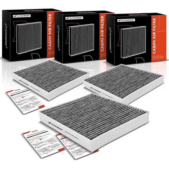 A-Premium 3-PC Cabin Air Filter w/Activated Carbon Compatible with Chrysler, Dodge, Nissan, Infiniti, Ram & VW - Town & Country, Grand Caravan, Armada, Titan, G25, G35, M45, Q40, Q50, QX56
