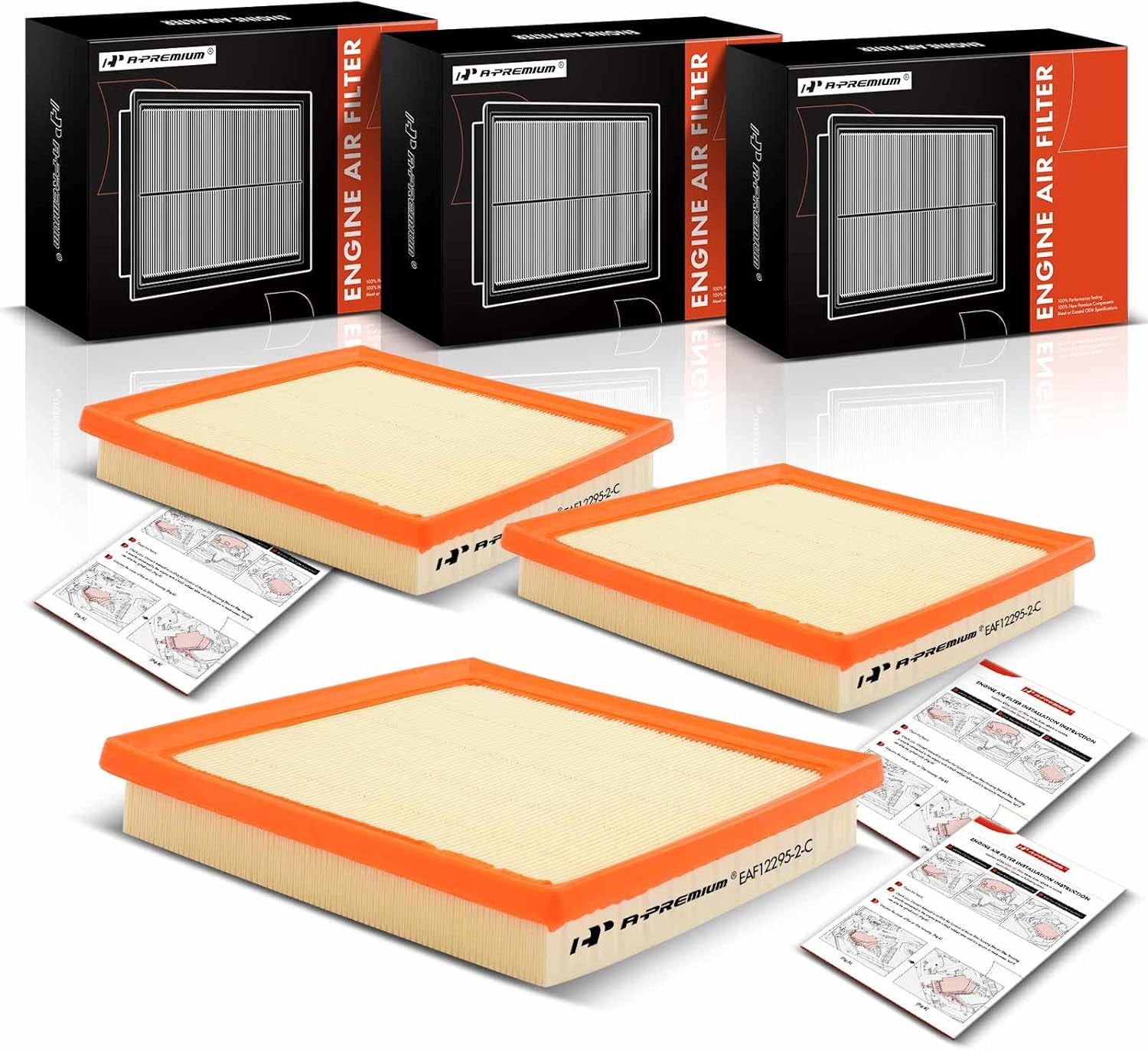A-Premium 3-PC Engine Air Filter Compatible with Subaru Ascent, Crosstrek, Forester, Impreza, Legacy, Outback, WRX, 2017-2022, Flexible Panel, Replace# 16546-AA16A