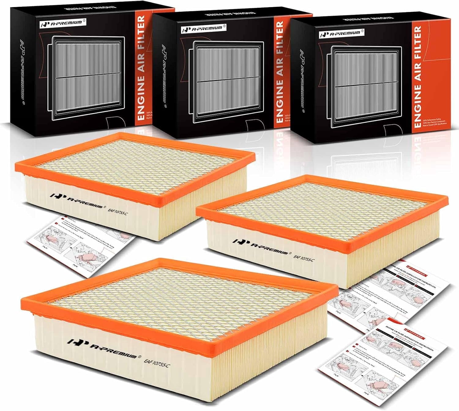 A-Premium 3-PC Engine Air Filter Compatible with Toyota, Dodge, Jeep & Lexus Models - Camry, Highlander, Avalon, Sienna, Durango, Grand Cherokee, ES350, NX300, RX350 - Replace# 17801-0P050