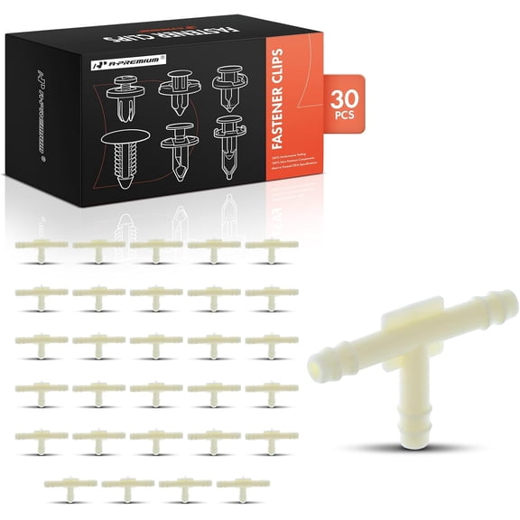A-Premium 30-Pack 3 Ways Hose Tee Connector Car Retainer Fastener Push Pin Clips Compatible with AMC, Chrysler, Ford, GM Models