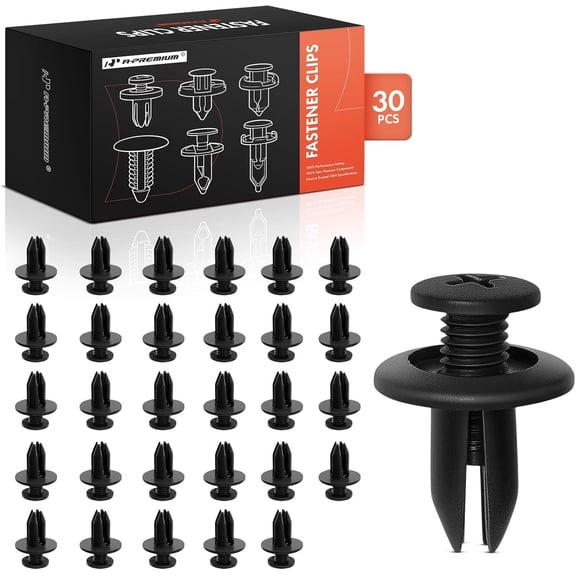 A-Premium 30PCS Bumper Clips 7mm Push Pin Fender Splash Shield Hood Panel Retainer Compatible with Ford F-150,Chevy Silverado 1500, Toyota Camry, Honda Civic, Nissan Altima, GMC Sierra, Jeep Cherokee