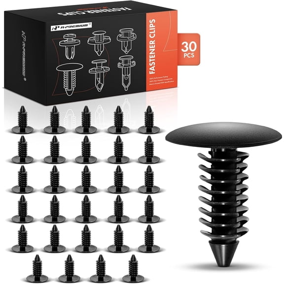 A-Premium 8mm Nylon Retainer Fastener Push Pin Clips Bulk Clips 30-Pack 1.41oz Compatible with Ford Chevrolet Ram GMC Jeep Dodge Chrysler Buick Cadillac Lincoln Eagle Fiat Mercury Mitsubishi