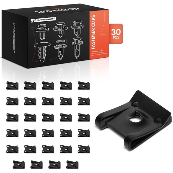 A-Premium 30PCS Metal U Nut Clips - Compatible with Ford & GM Models - Chevy GMC Buick Dodge Chrysler Dodge Jeep, for Fender Bumper Splash Shield, Auto Car Spring Type U-Clip Retainer Fastener