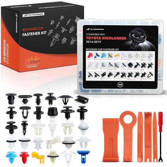 A-Premium 300 PCS (30 Sizes) Car Retainer Clips Kit Compatible with Toyota Highlander 2014-2019 Front Bumper Fender Hood Door Trim Auto Push Pin Plastic Rivet Fastener Replacement Set, w/Removal Tool