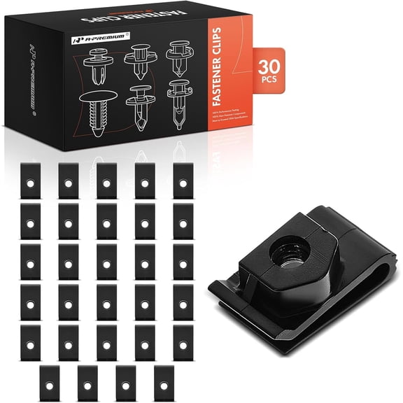 A-Premium 30PCS NylonLicense Plate Bracket U Nut Clip - Compatible with Nissan & Infiniti - Rogue Sentra Frontier Pathfinder Armada QX80 QX50 QX50 Q60, Auto Car Spring Type U-Clip Retainer Fastener