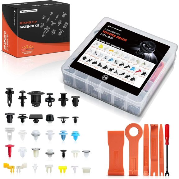 A-Premium 320Pcs 51.04 oz Nylon Bumper Retainer Clips Fender Fasteners Door Trim Panel Hood Weatherstrip Auto Push Pin Plastic Rivets Kit Compatible with Toyota Prius 2016-2022, with Removal Tool