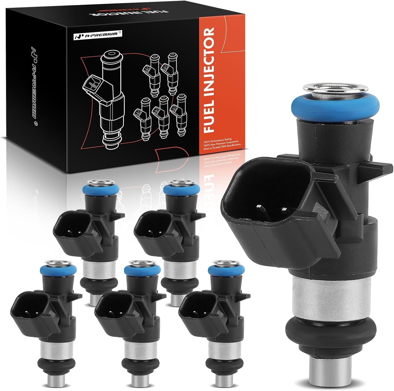 A-Premium 4 Holes Set of 6 Fuel Injectors Compatible with Jeep Cherokee KL Series 2014 2015 2016 2017 V6 3.2L Gas