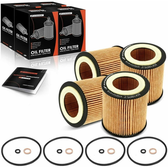 A-Premium 4-PC 10K Miles Protection Oil Filter Compatible with BMW 320i xDrive, 323i, 325xi, 328i GT xDrive, 330xi, 330Ci, 335i GT xDrive, 428i Gran Coupe, 435i xDrive, 525xi, 528i xDrive, X1, X3, X5