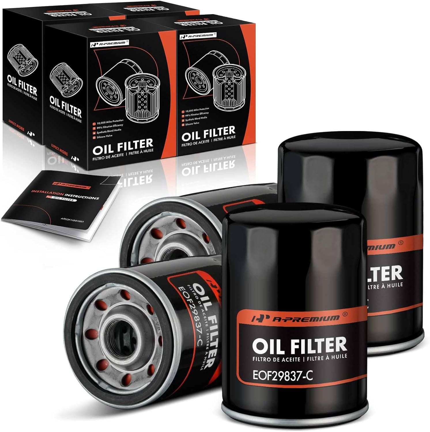 A-Premium 4-PC 10K Miles Protection Spin On Oil Filter Compatible with ...
