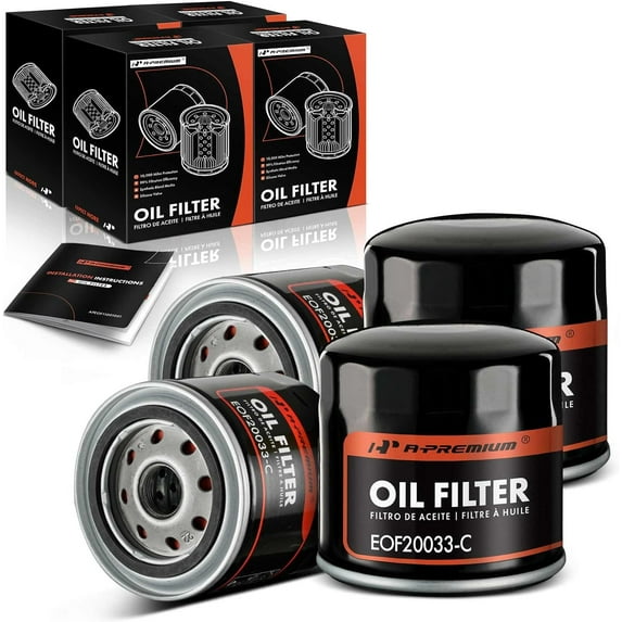 A-Premium 4-PC 10K Miles Protection Spin On Oil Filter Compatible with Ford & Chevrolet HD & Cadillac & Jeep & Mazda & Dodge & Cadillac & Lincoln & Chrysler & Ram & Land Rover & Mazda & Mercury & Ram