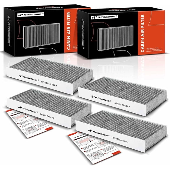 A-Premium 4-PC Cabin Air Filter w/Activated Carbon Compatible with Honda & Acura Model - Civic (01-05), CR-V (02-06), Element (03-11), CSX (06), EL (97-00 02-05), RSX (02-06)