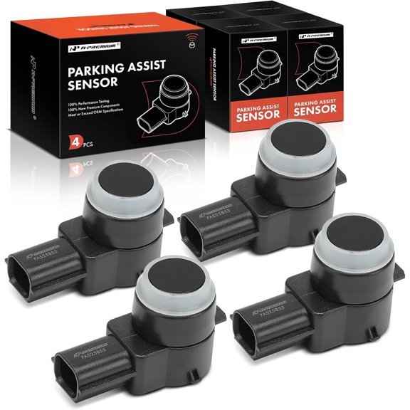 A-Premium 4-PC Rear Reverse Backup Parking Assist Sensor Compatible with Chevy, GMC & Cadillac Models - Silverado 1500 2007-2013, Sierra 2500 3500 HD 2007-2012, Yukon, Suburban, Escalade, Avalanche