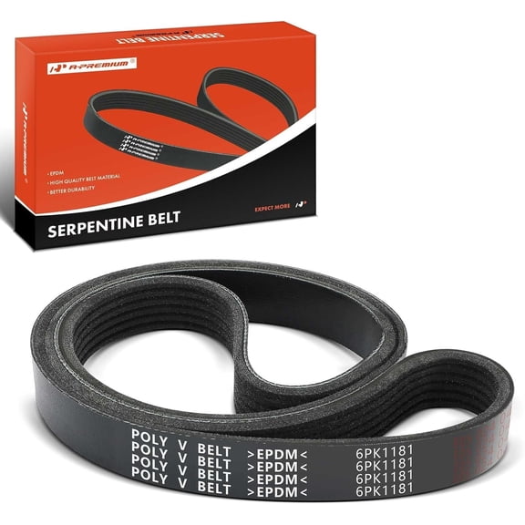 A-Premium 46.48 Inch Engine Serpentine Belt Compatible with Nissan, Cadillac, Volvo, Infiniti, Porsche, BMW, Fiat, Audi, Ford & Mercury Cars - Pathfinder, SRX, XC60, G35, Cayenne, Macan, 750iL & More