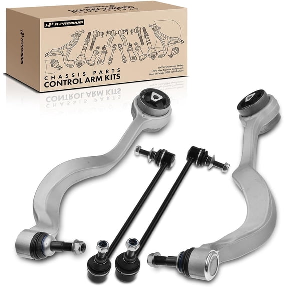 A-Premium 4Pcs Front Suspension Kit Lower Forward Control Arm and Ball Joint Assembly Sway Bar Link Compatible with BMW 525i 530i 04-07 528i 535i 08-10 545i 04-05 550i M5