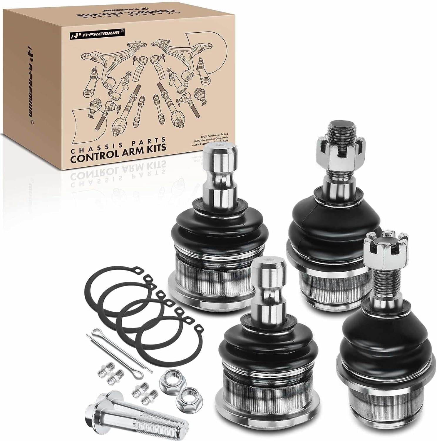 A-Premium 4Pcs Front Upper Lower Ball Joint Kit Compatible with Buick Rainier Chevrolet SSR Trailblazer GMC Envoy Isuzu Ascender Oldsmobile Bravada Fits select: 2004-2008 CHEVROLET TRAILBLAZER LS/LT