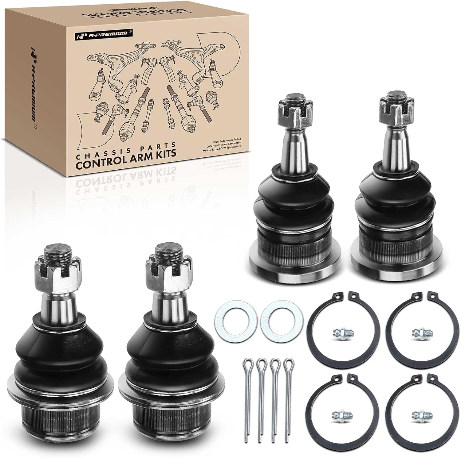 A-Premium 4Pcs Front Upper Lower Ball Joint Kit Compatible with Chevrolet Silverado 1500 Tahoe Suburban Express 2500 GMC Yukon Sierra Cadillac Escalade Fits select: 2000 CHEVROLET SILVERADO C1500