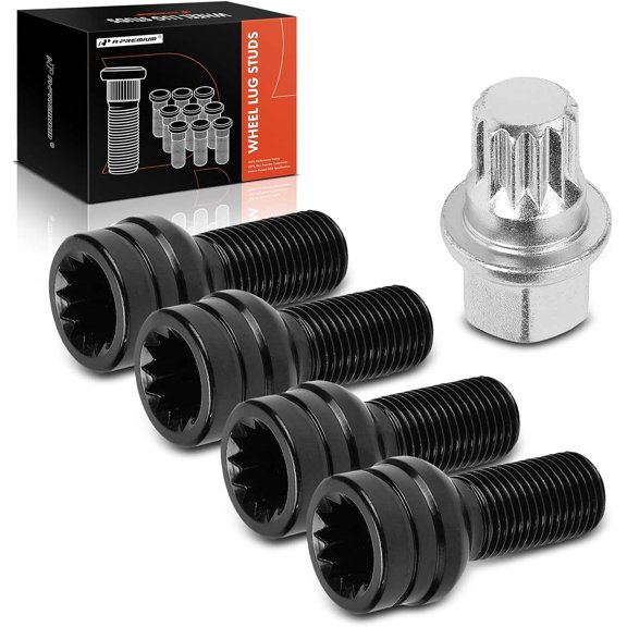 A-Premium 5-PC M14-1.5 Wheel Studs Compatible with Volkswagen Jetta, Passat, Golf, Beetle, R32 & Audi A4, Q5, Q7, A5, A6, A3, Q3, A8, TT, R8, A1, A5 A8 Quattro, Coupe, Q3 Quattro, S3, Front or Rear