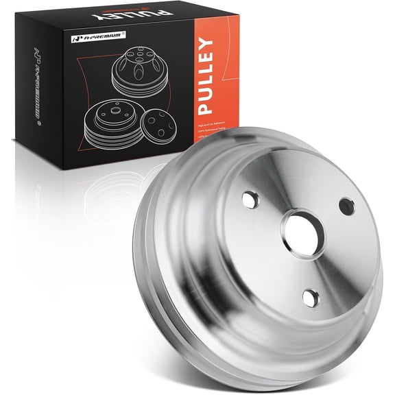 A-Premium 6.6 Inch Crankshaft Pulley with Double-Groove Machined Aluminum Compatible with 1969-1985 Chevrolet Small Block V8 262, 265, 267, 283, 302, 305, 307, 327, 350, 400, Long Water Pump