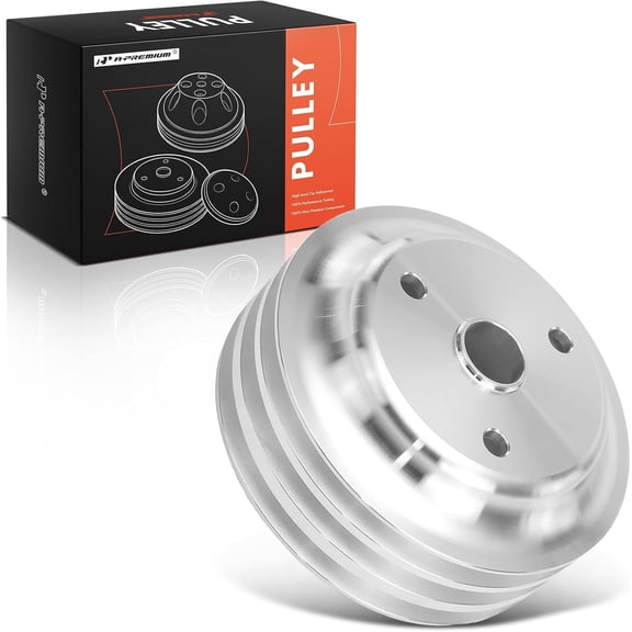 A-Premium 6.6 Inch Crankshaft Pulley with Triple-Groove Machined Aluminum Compatible with 1969-1985 Chevrolet Small Block - V8 283, 302, 305, 307, 327, 350, Long Water Pump