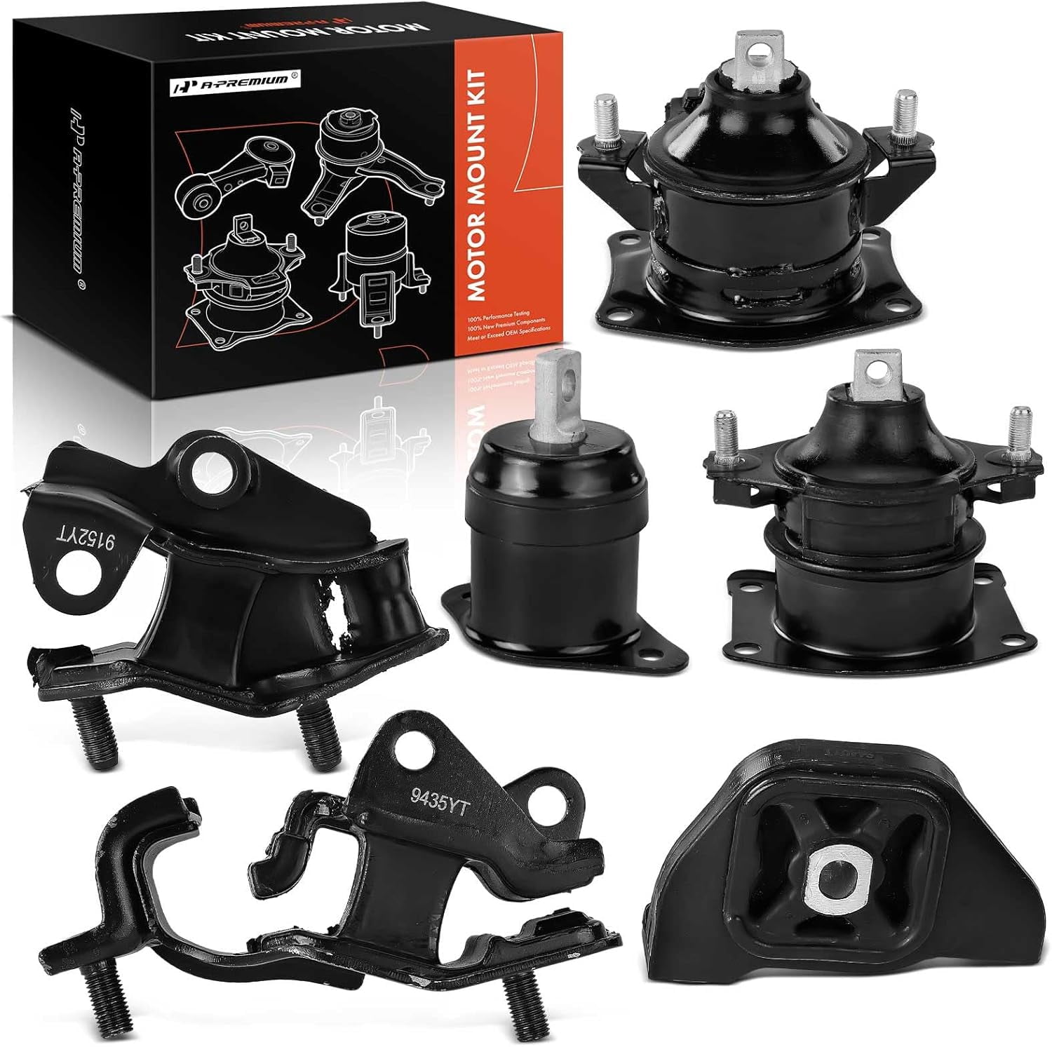 A-Premium 6PCS Engine Motor Mount and Transmission Mount Kit Compatible with Acura TSX 2004 2005 2006 2007 2008, 2.4L, Automatic Transmission, Replace# 50830SEPA02, 50830SEPA03