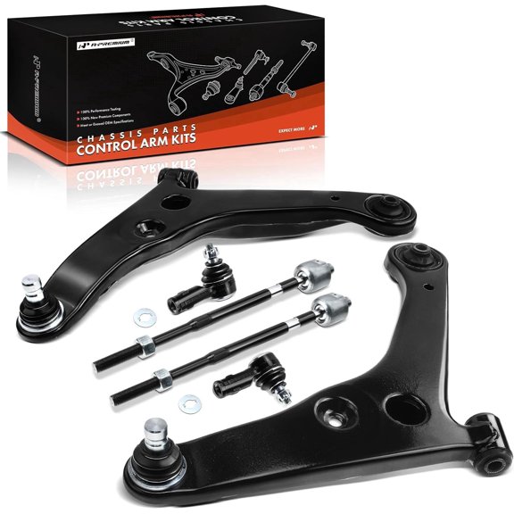 A-Premium 6Pcs Front Suspension Kit Lower Control Arm and Ball Joint Assembly Tie Rod End Compatible with Mitsubishi Lancer 2002 2003 2004 2005 2006 2007