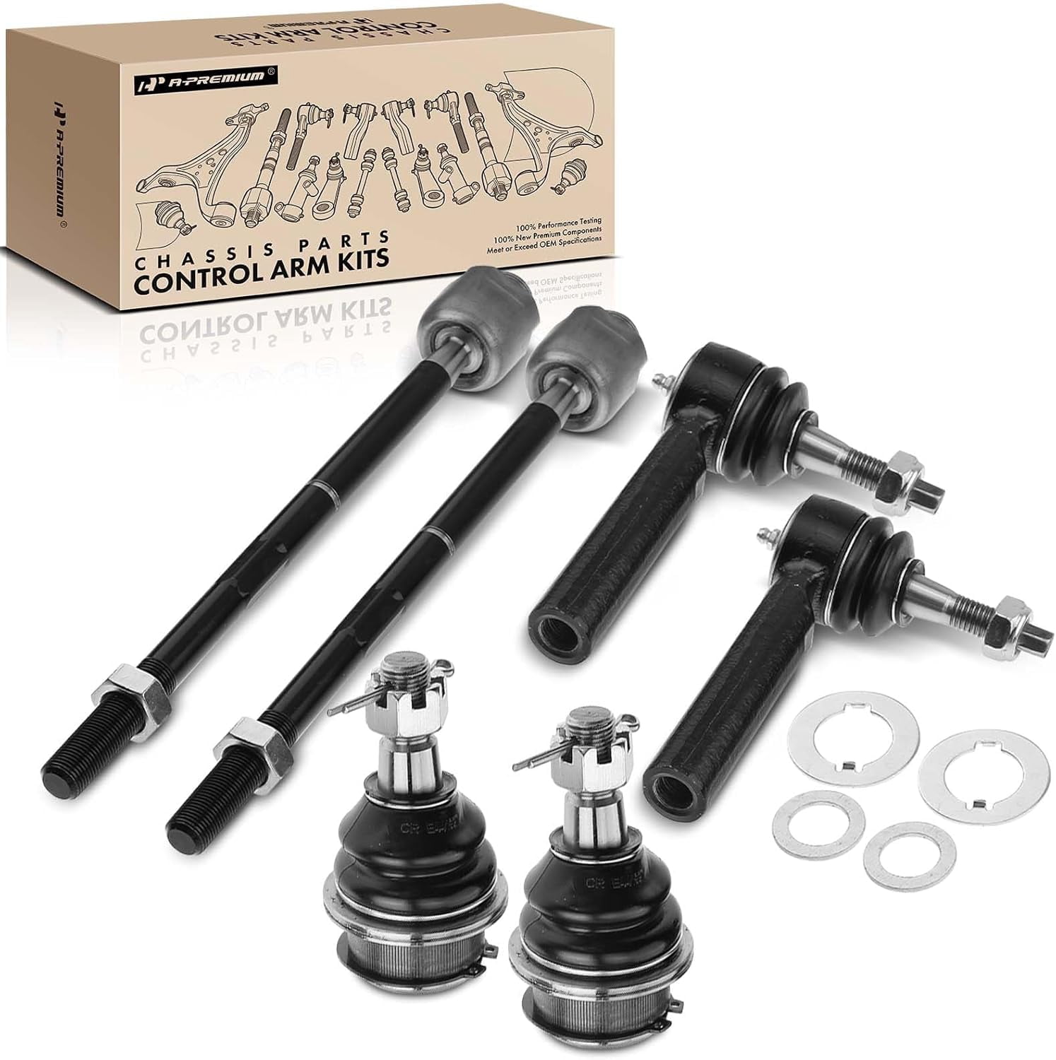 A-Premium 6Pcs Front Tie Rod End Lower Ball Joint Compatible with Chevrolet Silverado 1500 2007-2014 Tahoe Avalanche GMC Sierra 1500 Yukon XL 1500 Cadillac Escalade ESV EXT