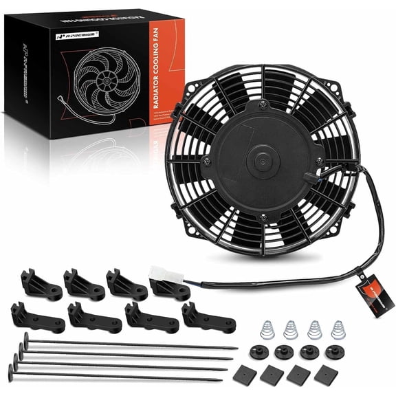 A-Premium 7.5'' 7.5 inch Slim Fan Pull Universal Electric Radiator Cooling Fan Assembly, 12V 80W with Mount Kit