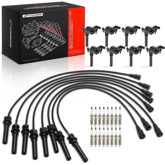 A-Premium Set of 8 Ignition Coil and Spark Plug with Wire Set | Compatible with Dodge Ram 1500 2500 3500, Durango, 2003-2005, 5.7L V8