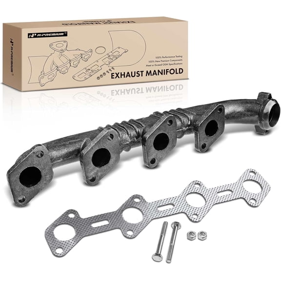 A-Premium [8Cyl 6.0L] Right Engine Exhaust Manifold Kit W/Gasket & Bolts & Nuts Compatible with Ford F-250 F-350 F-450 F-550 Super Duty & IC Corporation & International Harvester Models & More