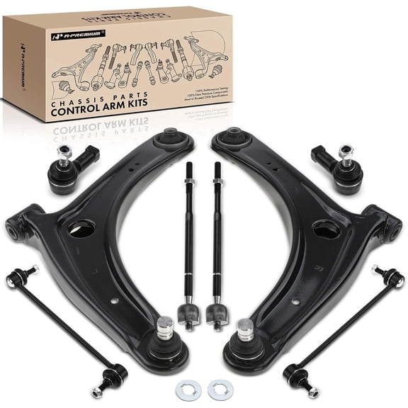 A-Premium 8Pc Front Suspension Kit Lower Control Arm Inner Outer Tie Rod End Sway Bar Link Compatible with Mitsubishi Lancer 2009-2017 Outlander 2007-2013
