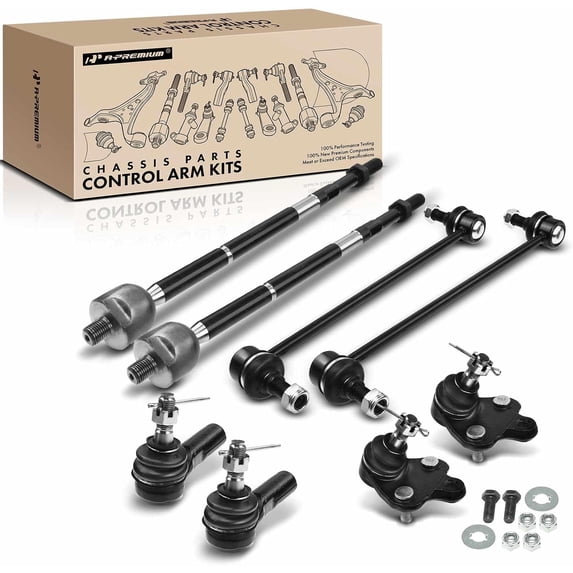 A-Premium 8Pcs Front Suspension Kit Inner Outer Tie Rod End Ball Joint Sway Bar Link Stabilizer Link Compatible with Toyota Matrix Pontiac Vibe 2003-2008