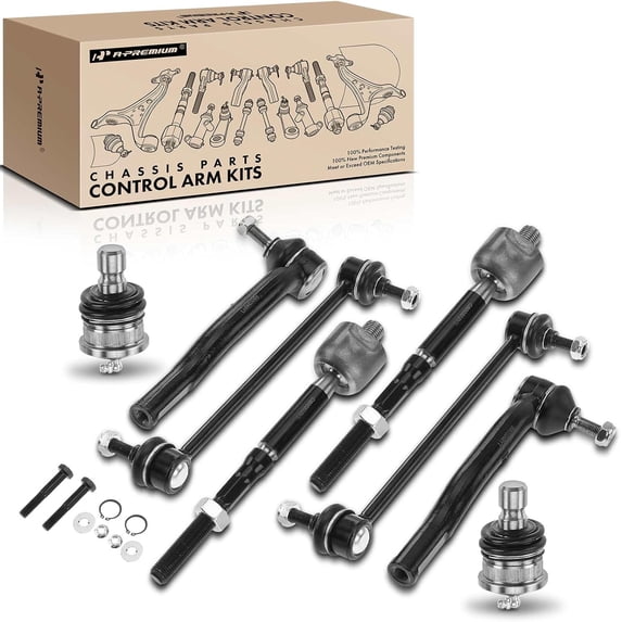 A-Premium 8Pcs Front Suspension Kit Inner Outer Tie Rod End Sway Bar Link Ball Joint Compatible with Nissan Cube 2009-2014 Versa 2007-2012